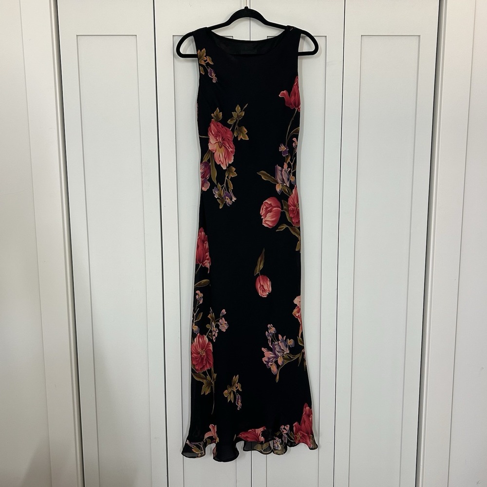 Vintage Positive Attitude Dress Womens 12 Floral Y2K Maxi